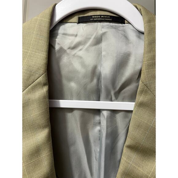 Hart Schaffner Marx Gold Trumpeter Tan Windowpane Sport Coat Brown Pockets - Picture 5 of 7